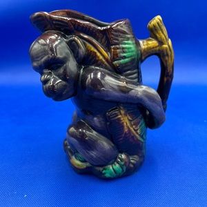 English Majolica monkey jug / pitcher / large mug